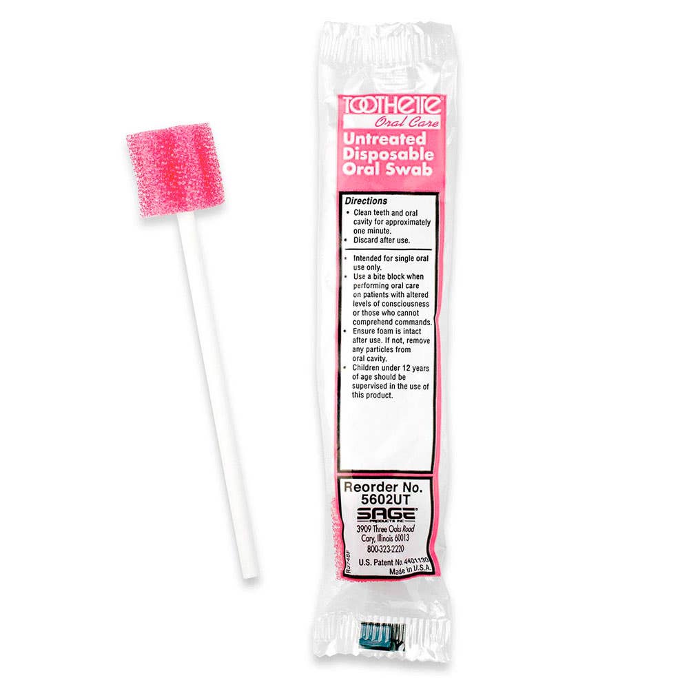 Toothette Oral Swabs - Untreated, No Flavor, Individually Wrapped - Untreated Flavor - Pack of 250