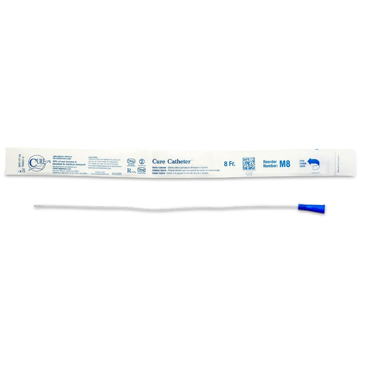 Male Straight Tip Intermittent Catheter - 16 - DEHPLatex Free