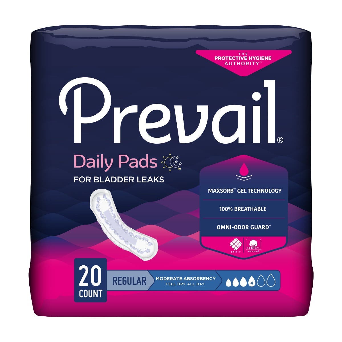 Prevail®Daily Bladder Control Pads - For Moderate Bladder Leaks