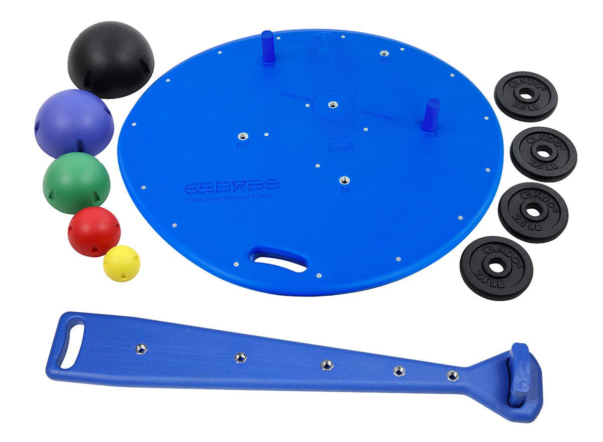 CanDo professional balance system with balls, weight rods, weights (10 lbs.) and wall rack
