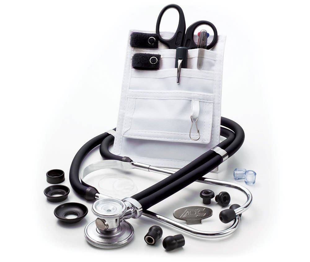 ADC Nurse Combo Plus Adscope 641 Sprague Stethoscope and Pocket Pal III Kit - Black