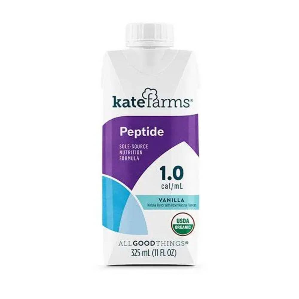 Kate Farms® Peptide 1.0 Organic Ready To Use Nutrition - Vanilla Flavor, 11oz Carton - Case of 12