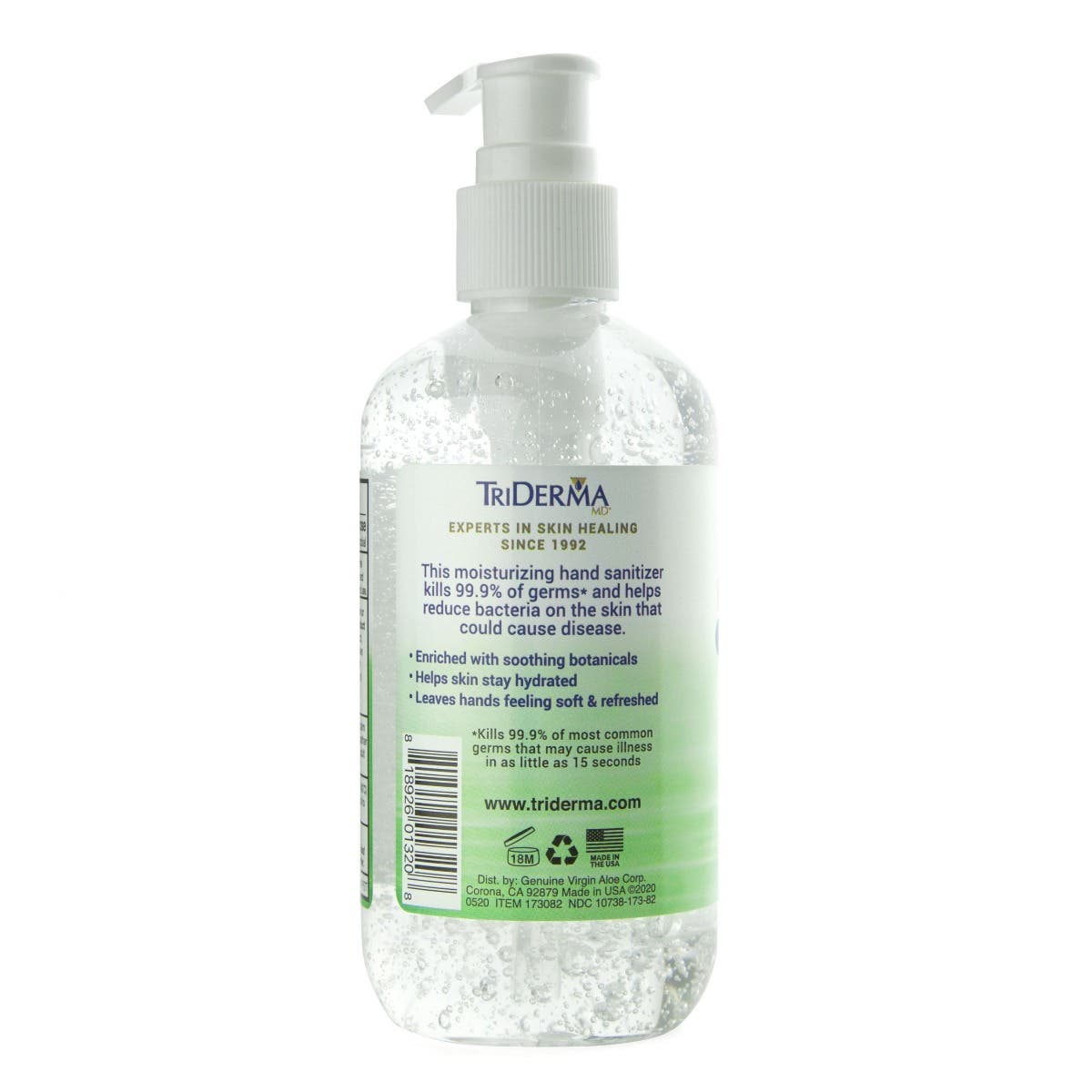 Triderma Moisturizing Hand Sanitizer 62% Ethyl Alcohol 8OZ- 24/CS