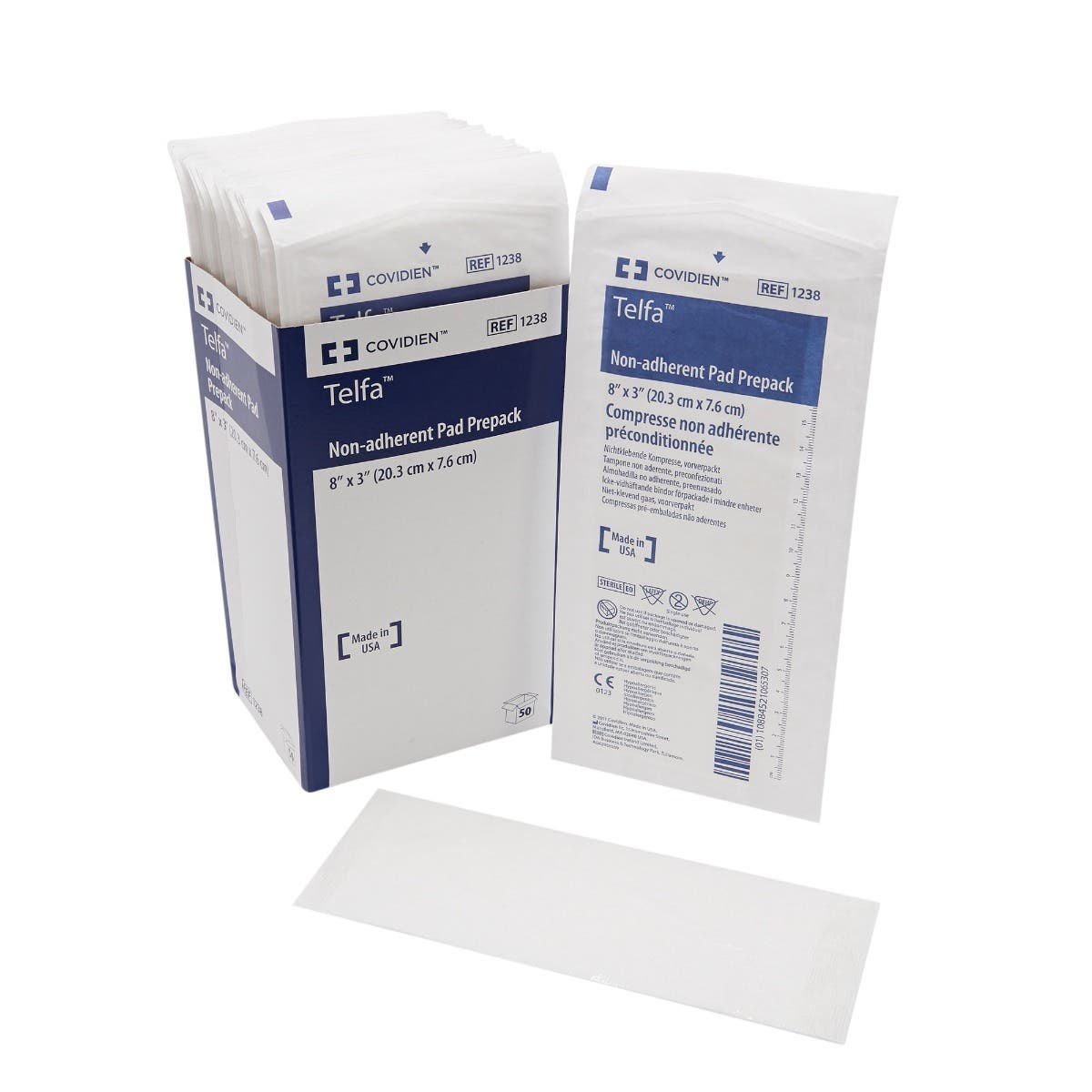 Cardinal Health Telfa Ouchless Non-Adherent Dressings - Non-Adherent Dressing, 3" x 8", Sterile 1s, 50/bx, 12 bx/cs