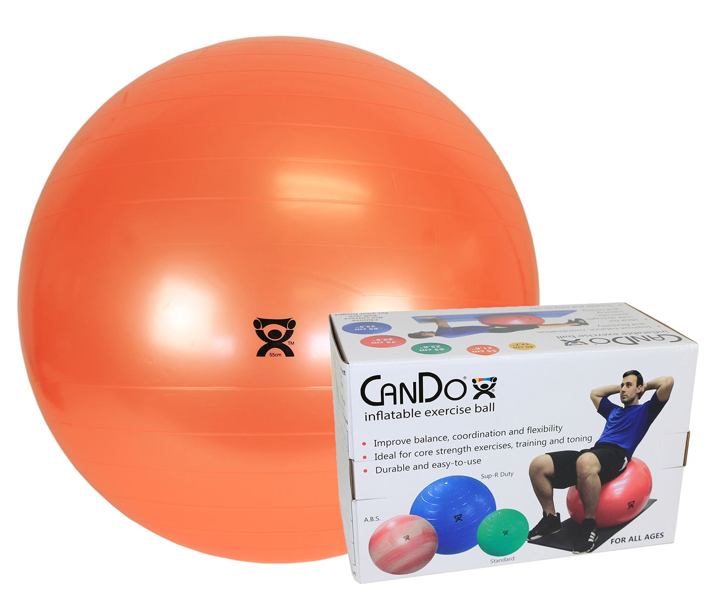 CanDo inflatable ball, orange, 55 cm (22), boxed