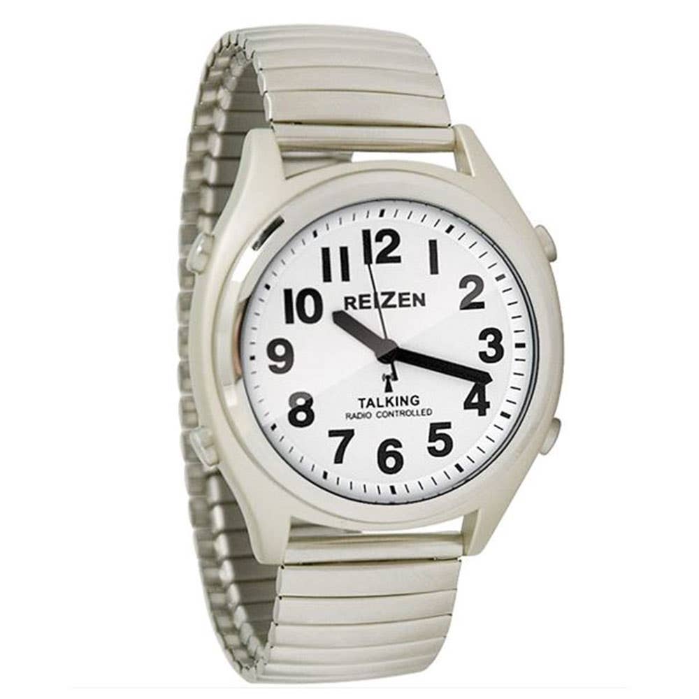 Reizen Atomic Talking Watch - White Face with Black Numbers