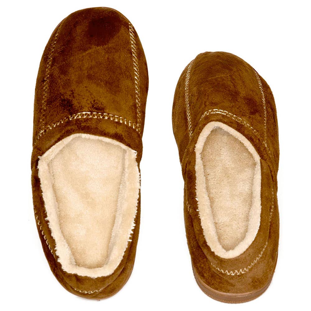 Mens Modern Moccasin Memory Foam Slippers - Brown