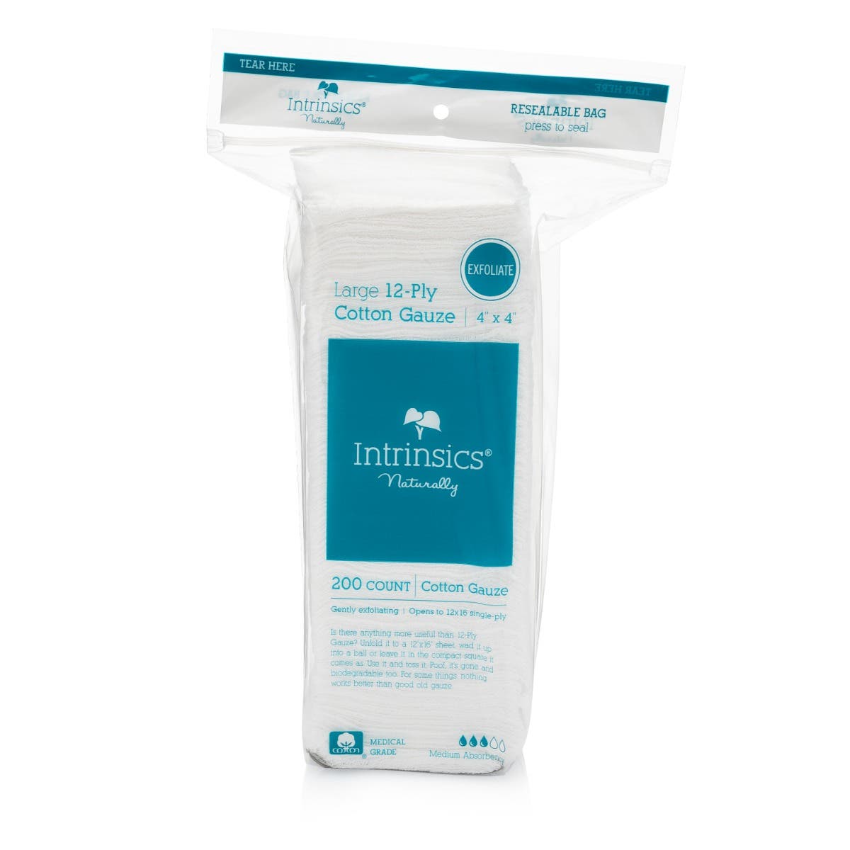 IntrinsicsLarge Cotton 12-Ply Gauze 4 x 4 - 200 Count