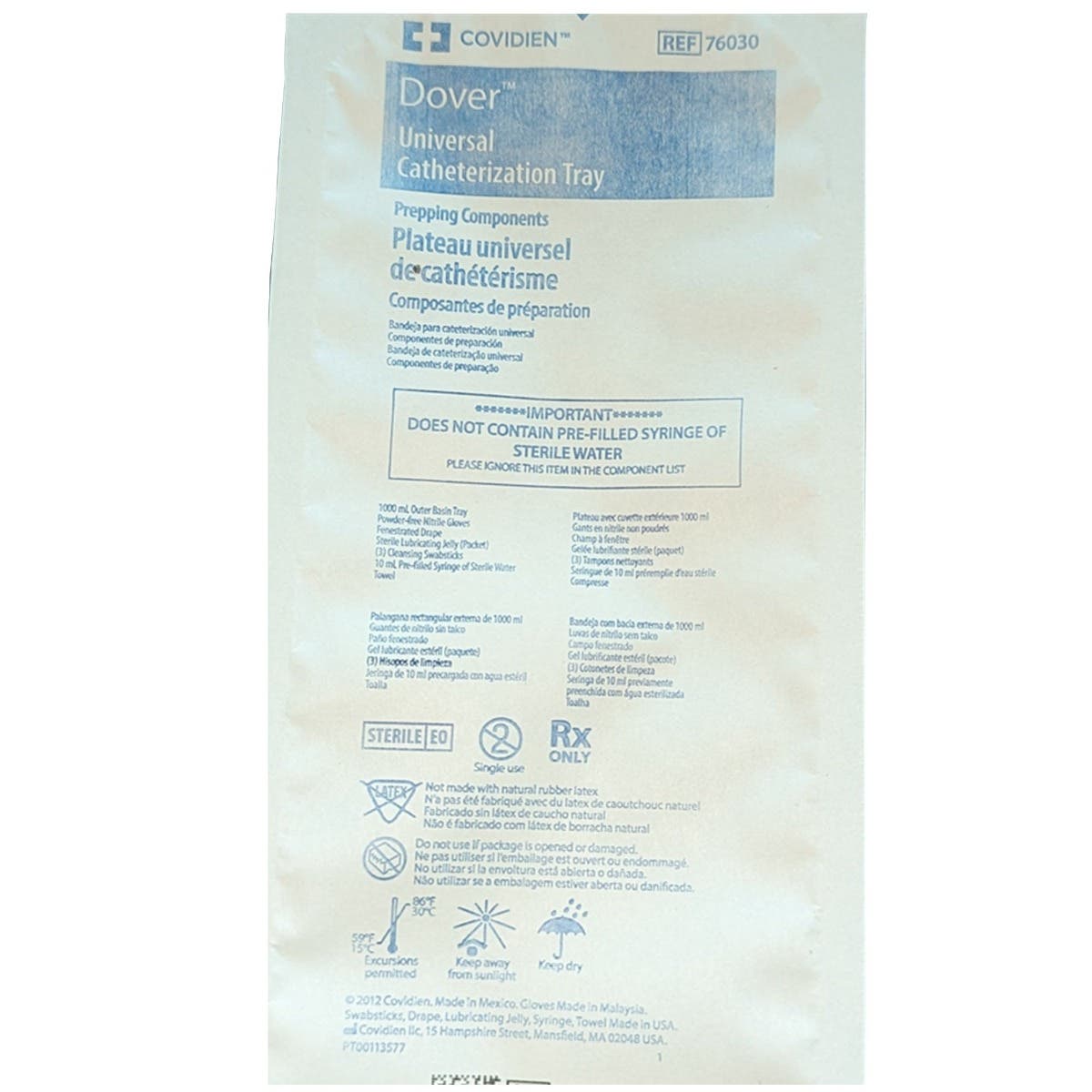 Catheter Insertion Tray Dover™ Universal Without Catheter & Ballon CS/20