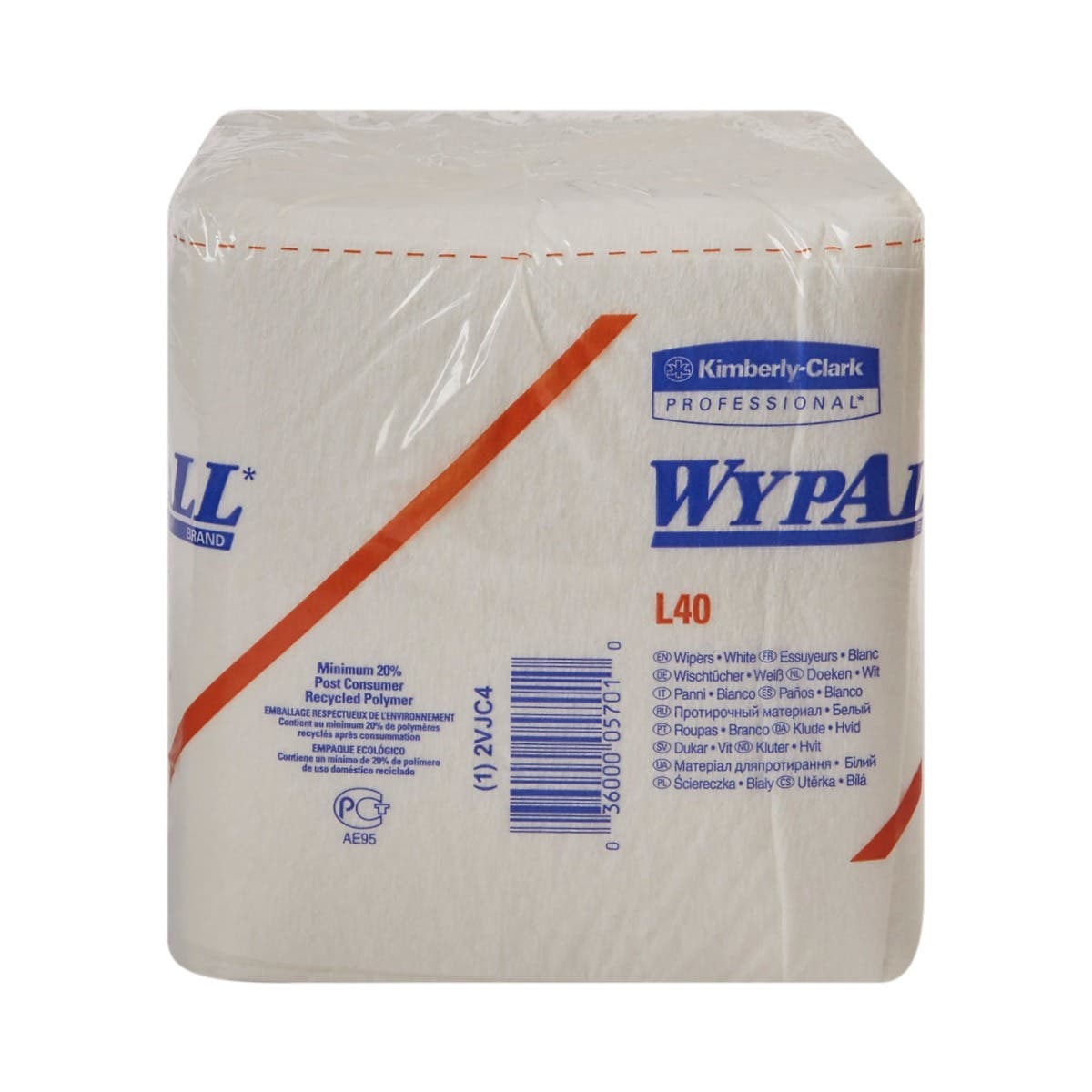 Task Wipe WypAll® L40 Light Duty 56 Count Poly Pack 12 X 12-1/2 Inch NonSterile Disposable - PK/56