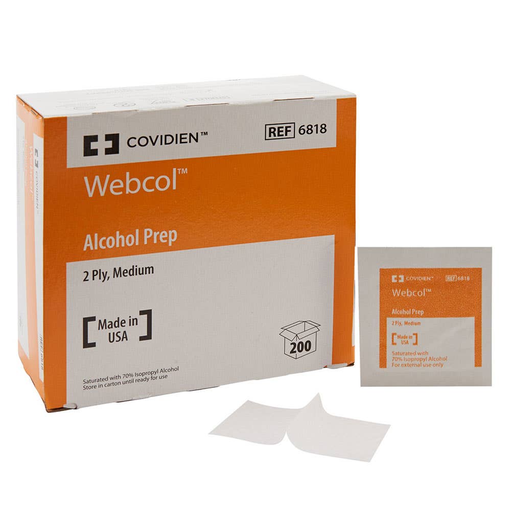 Webcol Alcohol Preps - 2-ply, Medium, Sterile