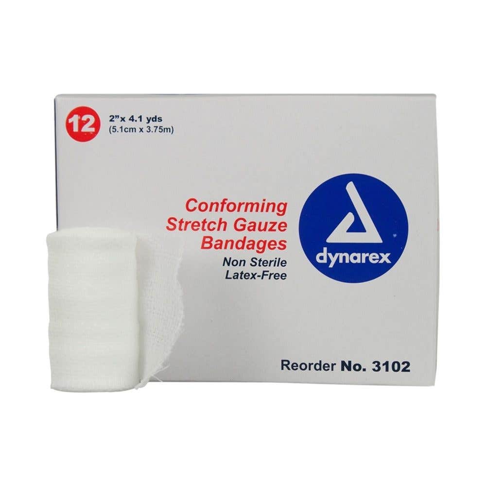 Conforming Bandage Dynarex 4 Inch X 4.1 Yard 12 per Pack NonSterile Roll Shape