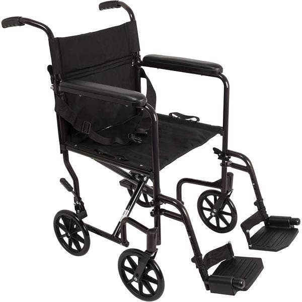 PMI ProBasics™ Aluminum Transport Chair, with Swing Away Foot Rests, 19" Black