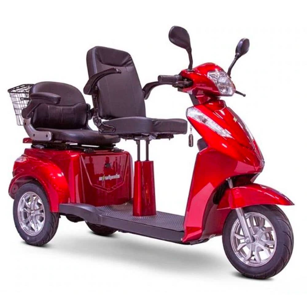 EW-66 Premium 3 Wheel 2 Passenger Mobility Scooter - Red - Each