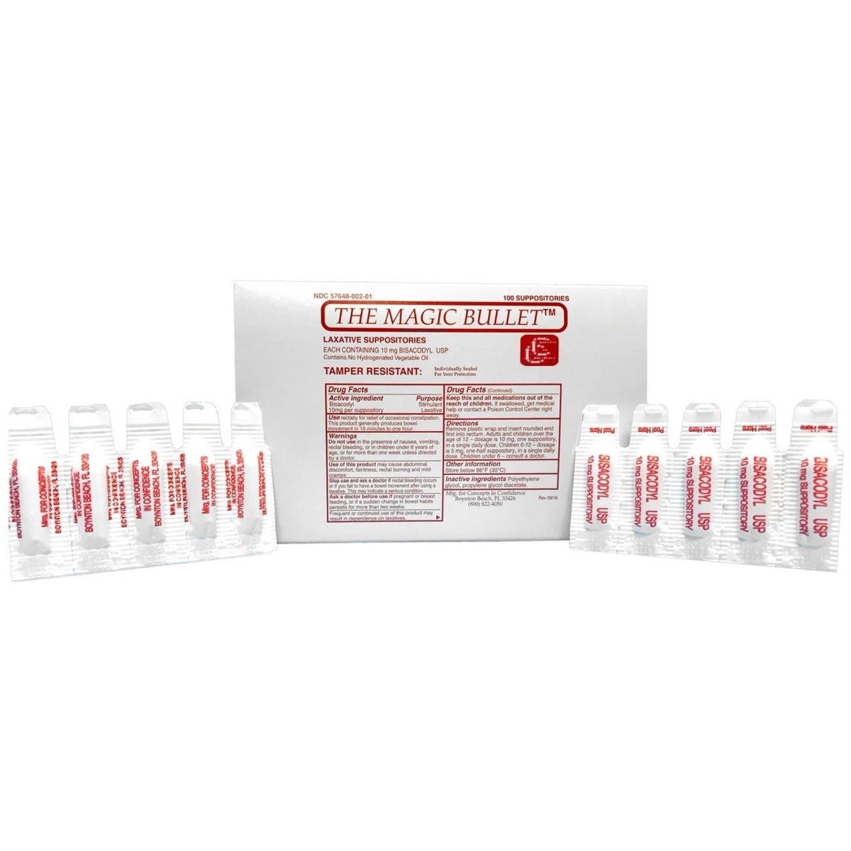 Magic Bullet Suppository - Laxative Suppositories - 10mg Bisacodyl Suppository