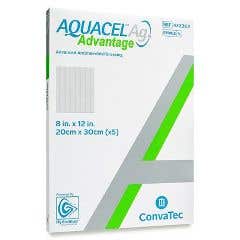 AQUACEL® Ag Advantage Enhanced Hydrofiber Dressing with Silver 8" x 12" - Box of 5