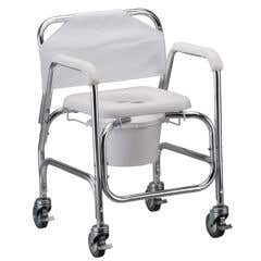 Shower Chair and Commode with 4 Locking Swivel Wheels - Each
