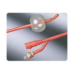 Bardex I.C. Red Rubber Tiemann Coude Foley Catheter - 2-way, 5cc - 16 Fr.