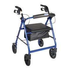 Rollator Walker with Fold Up and Removable Back Support and Padded Seat - Blue
