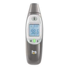 Digital Thermometer, Plastic, 5 3/16 in L, 1.4688 in W, Gray/White, (2) AA Batteries, Safety Cap