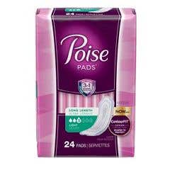 Poise® Original Incontinence Pads, Light Absorbency, Long Length, 10.87" - Pack of 24