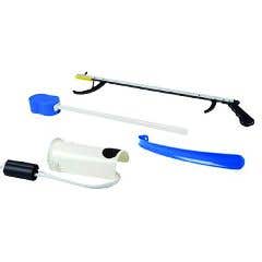 Hip Kit #1: 26 reacher, contoured sponge, sock and stocking aid, 18 plastic shoehorn