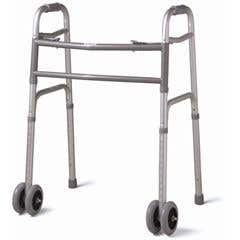 Adult Bariatric Folding Walker, 2 Button, 500 lb. Capacity, Extra Wide, 5in Wheels