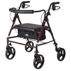 Medline Classic Basic Steel Rollator - 6" Wheels - 350lb Cap , Red