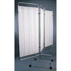 3-Panel Flame-Retardant Vinyl Privacy Screen with Casters, White, 69inH x 29inW Panel