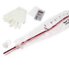 Touchless Red Rubber Intermittent Male Catheter Kits - 12 Fr. 550cc in Home Pack