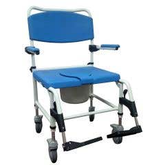 Bariatric Aluminum Rehab Shower Commode Chair with Two Rear-Locking Casters - Each