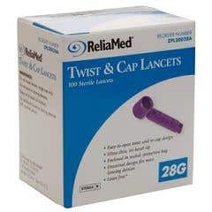 ReliaMed Twist & Cap Lancets - 28 Gauge - Box of 100