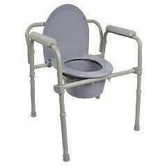 McKesson Folding Steel Frame Commode with 7.5 QT Bucket 16.6 - 22.5 - Each