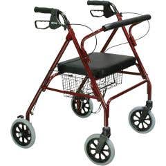 Drive Medical 10215RD-1 Go-Lite Oversized Steel Rollator 4 Wheel Loop Lock Red