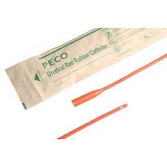 PECO Red Rubber Coude Catheter - 16", 12 Fr