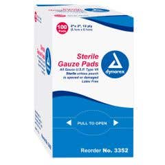 Dynarex Gauze Pad - Sterile - 2" x 2" - 12 Ply (2400/Case)