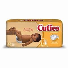 Cuties Premium Baby Diapers - Size 1, 2, and 3 - Size 3 - Pack of 36