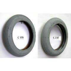 Gray Pneumatic Rib Tire - 8 x 1 1/4" - Tread - C 179 - 1 pair