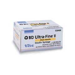 0.5 mL Insulin Syringe 31g x 5/16 Ultra-Fine II Needle - Box of 100