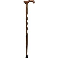 Brazos Twisted Walnut Handcrafted Wood Cane with Derby Handle