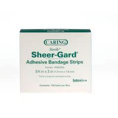 Caring Plastic Adhesive Bandages - 3/4" X 3" - Box of 100