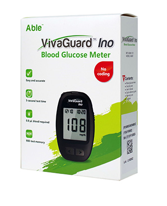Able® Vivaguard® Ino Blood Glucose Meter, Black, EA