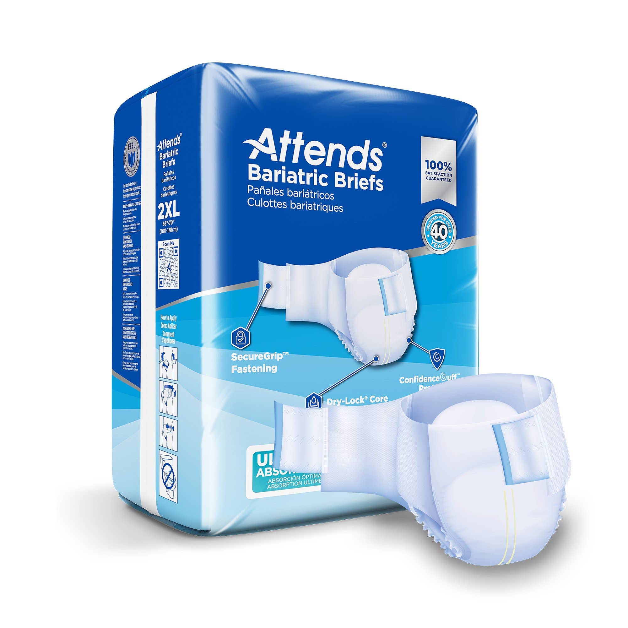 Attends DermaDry Incontinent Brief - 2X-Large - Case of 48