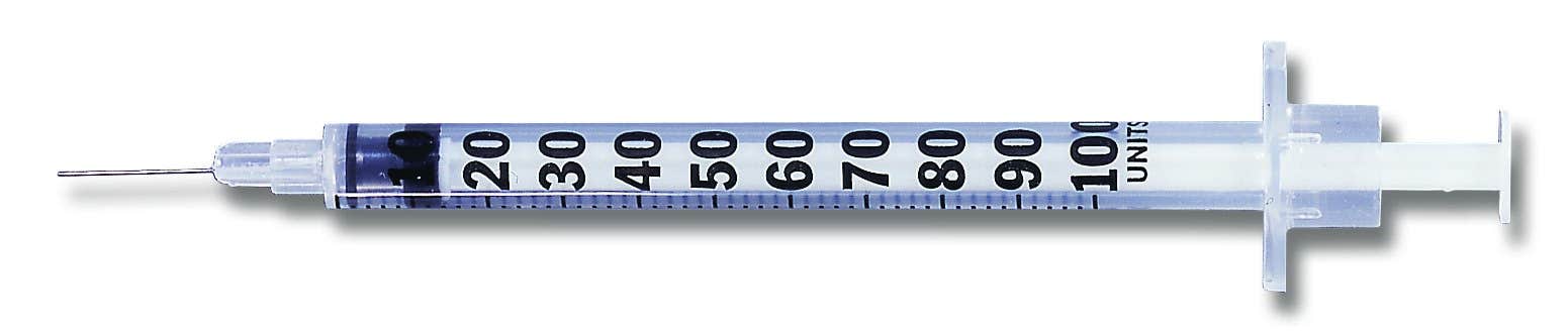 Standard Insulin Syringe with Needle Lo-Dose Micro-Fine 0.5 mL 1/2 Inch 28 Gauge NonSafety Regular Wall