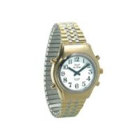 Mens Royal Tel-Time Bi-Color Talking Watch w/White Dial- Expansion Band - Each