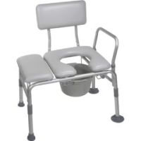 Padded Transfer Bench and Commode Combo - Bath Chair - Padded Bench