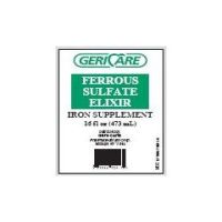 Ferrous Sulfate Elixir 220 mg - 16oz bottle - Compares to Feosol - Bottle of 1