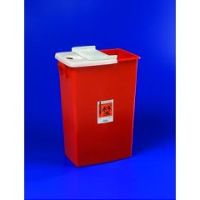 SharpSafety Large Volume Sharps Container HingedLid - 18 gallon, Red- Each
