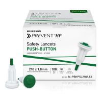 Safety Lancet McKesson Prevent HP, Retractable Push Button Activation Finger