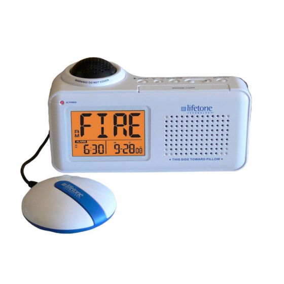 Lifetone HLAC151 Bedside Vibrating Fire Alarm and Clock - Lifetone HLAC151 Bedside Vibrating Fire Alarm and Clock